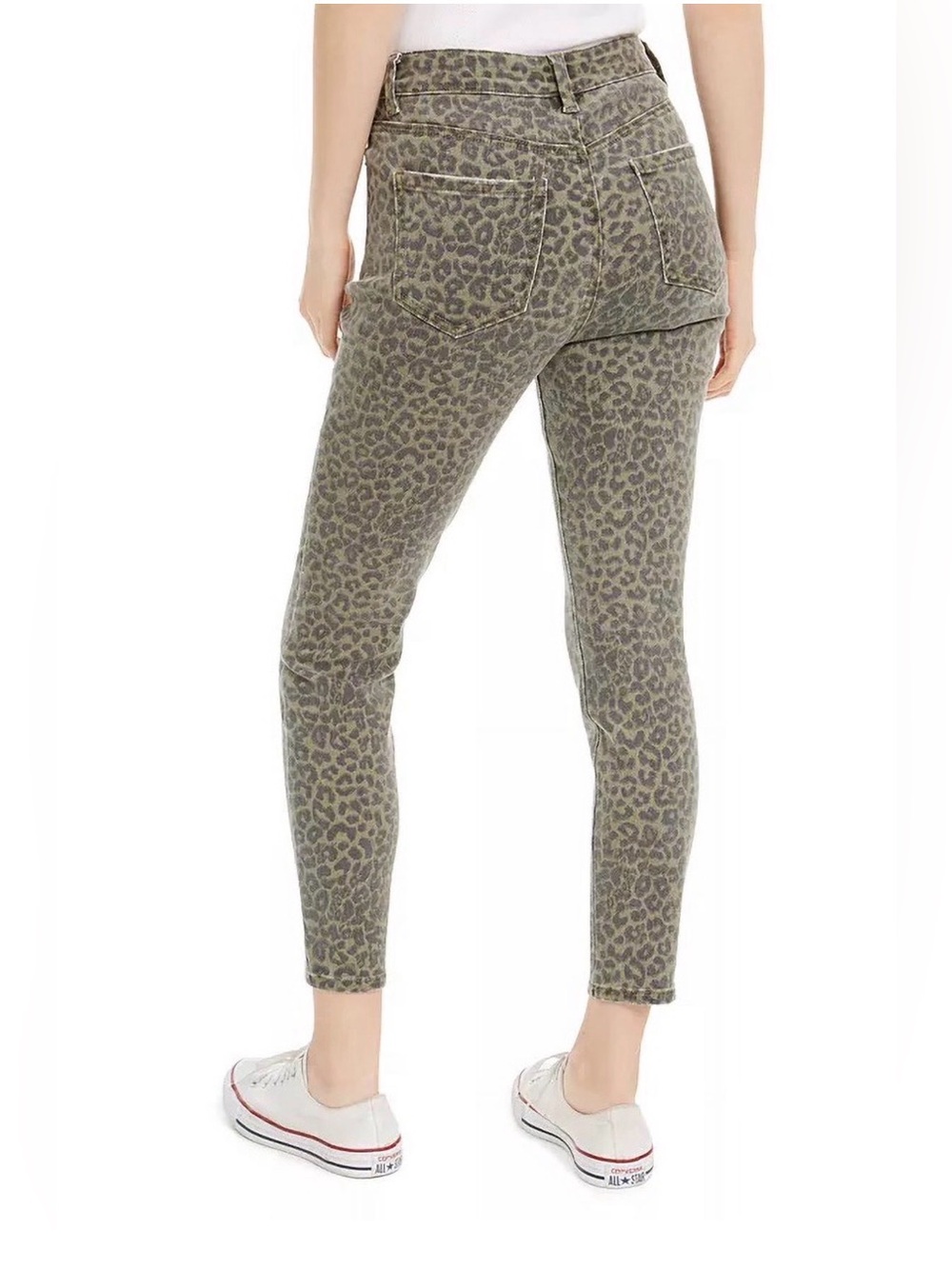 NWT Indigo Rein High Rise Leopard Print Ankle Jeans Olive Green Size 1 W25 L27 - Picture 2 of 10